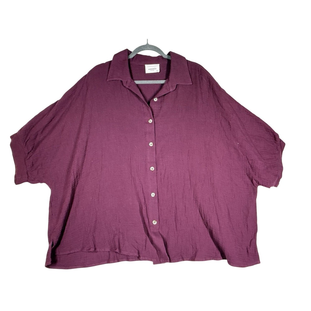 Andree by Unity Boxy Blouse Gauze 100% Cotton Size M L‎ Purple Coastal Lagenlook